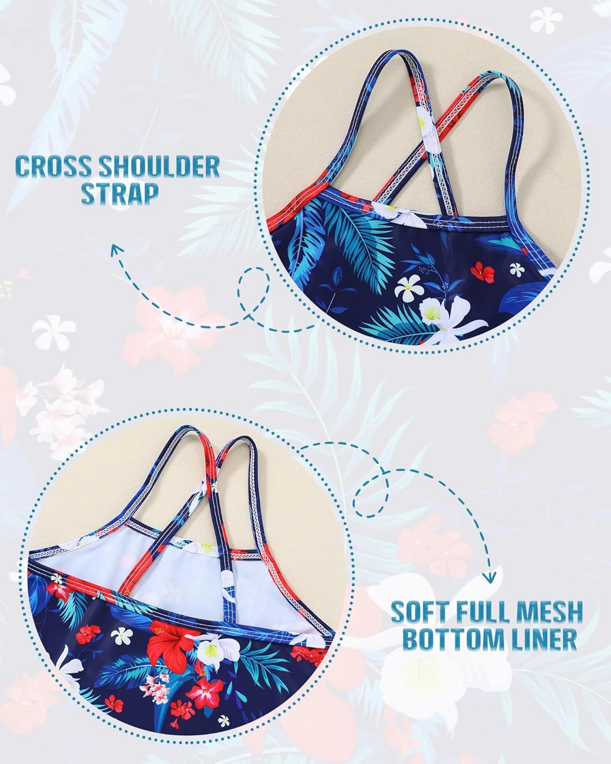 Girls Swimsuit One Piece Bathing Suit Quick Dry Beach Swimwear Cute Cross Shoulder Strap Swimming Suits 2-10 Years