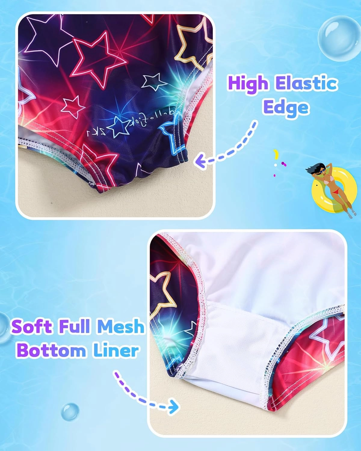 Girls Swimsuit One Piece Bathing Suit Quick Dry Beach Swimwear Cute Cross Shoulder Strap Swimming Suits 2-10 Years