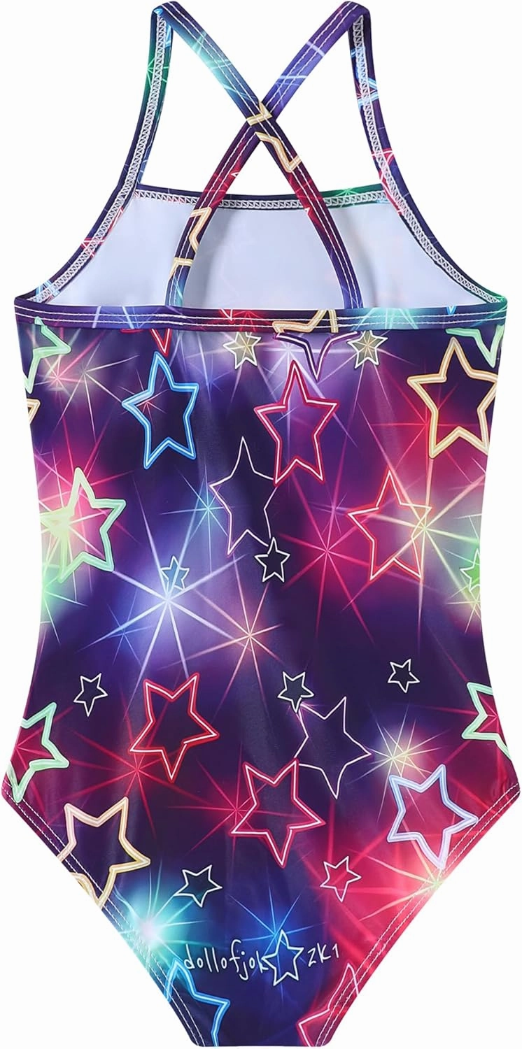 Girls Swimsuit One Piece Bathing Suit Quick Dry Beach Swimwear Cute Cross Shoulder Strap Swimming Suits 2-10 Years