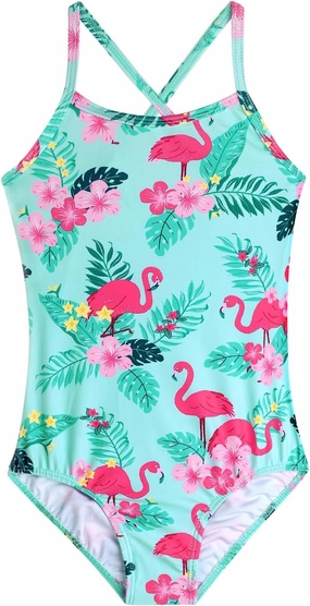 Girls Swimsuit One Piece Bathing Suit with Adjustable Straps Cute Little Kids Swimming Suits Beach Swimwear 4T-12