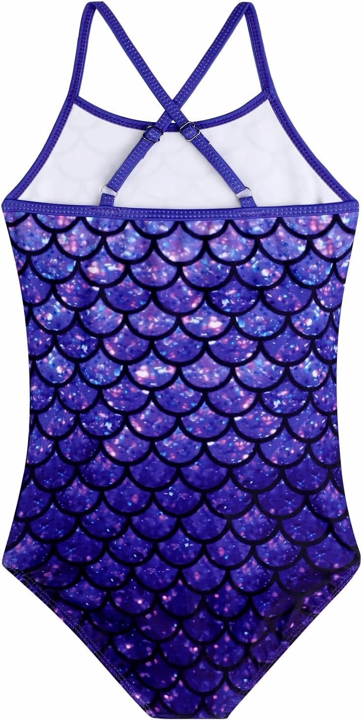 Girls Swimsuit One Piece Bathing Suit with Adjustable Straps Cute Little Kids Swimming Suits Beach Swimwear 4T-12