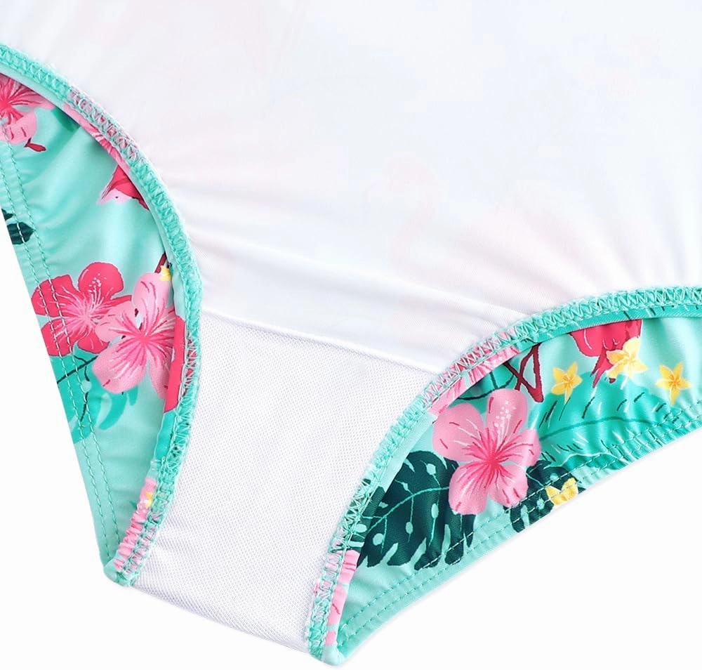 Girls Swimsuit One Piece Bathing Suit with Adjustable Straps Cute Little Kids Swimming Suits Beach Swimwear 4T-12