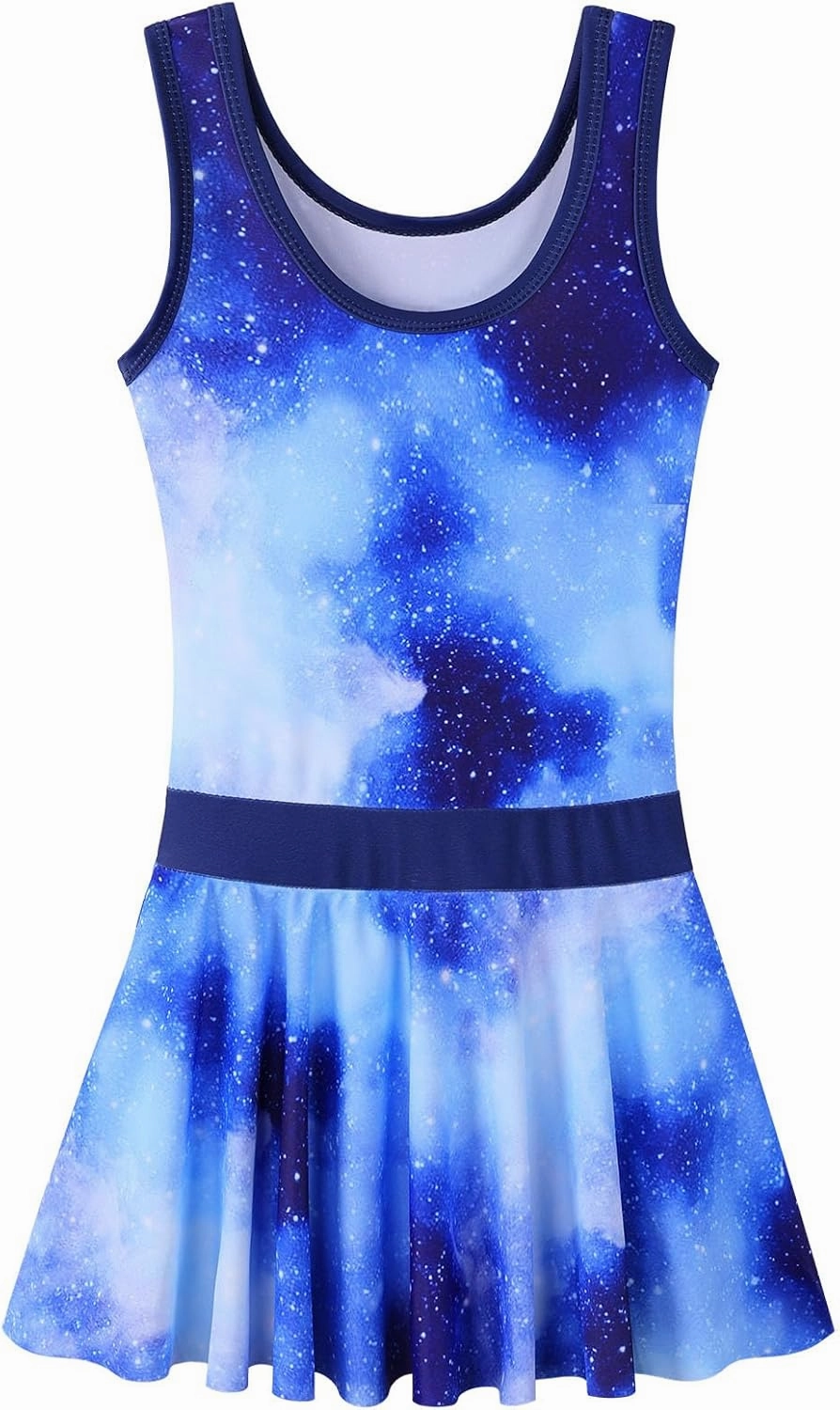 Girls Swimsuit One Piece UPF 50  Floral Skirted Bathing Suit Modest Beach Swim Dress 3-11 Years