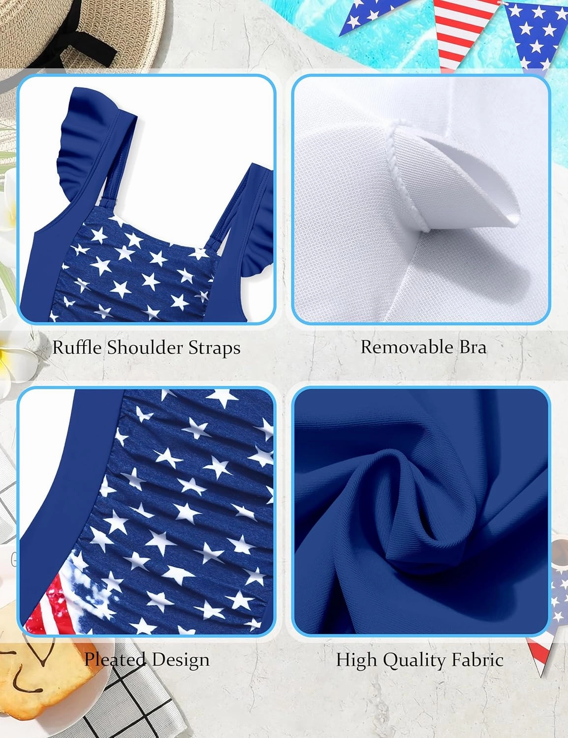 Girls Swimsuit Ruffle Girl One Piece Bathing Suit Solid Swimsuits Ruched Sleeveless Girls' Swimwear for 7-14 Years
