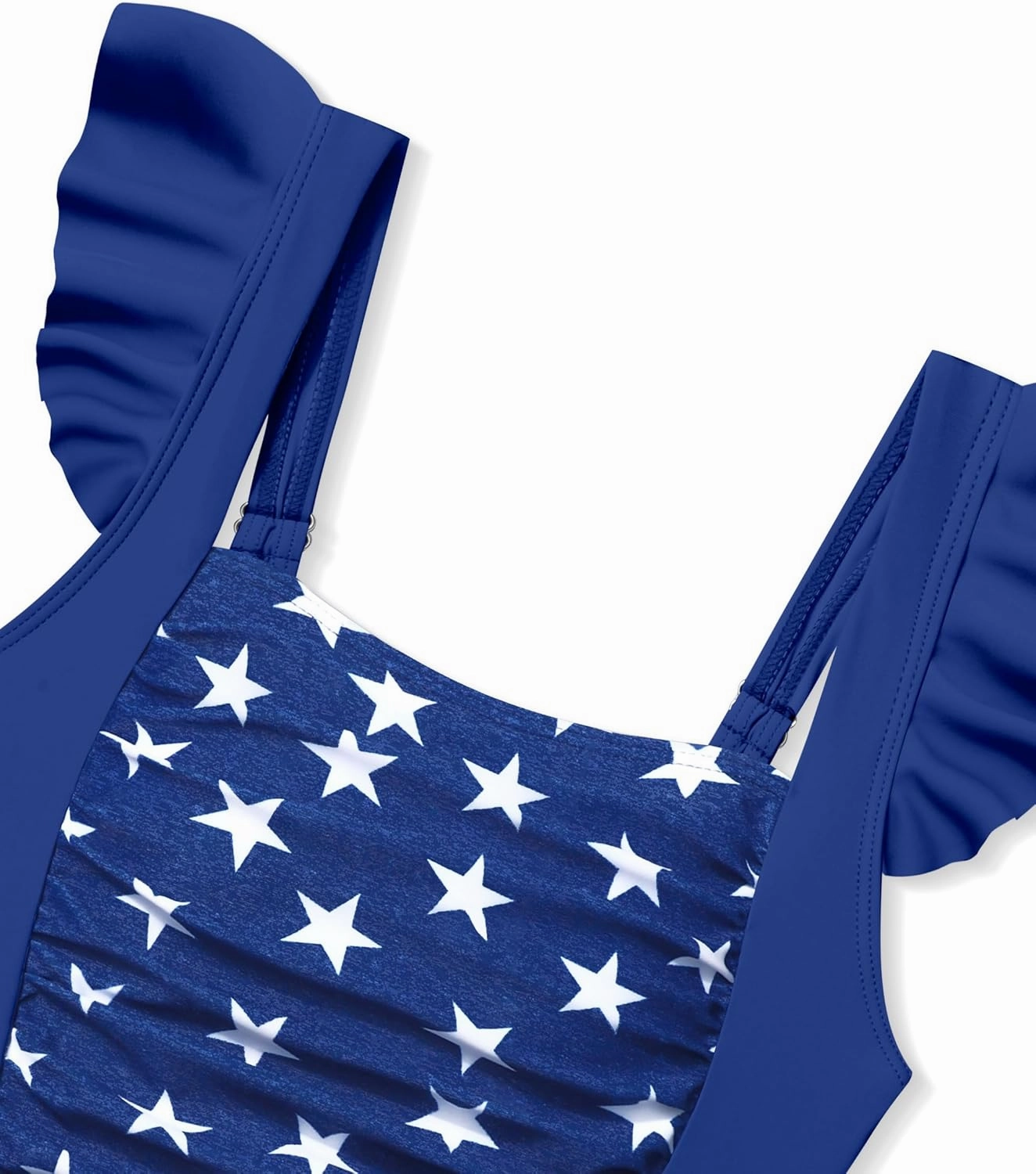 Girls Swimsuit Ruffle Girl One Piece Bathing Suit Solid Swimsuits Ruched Sleeveless Girls' Swimwear for 7-14 Years