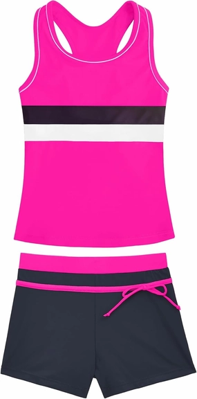 Girls Swimsuits 2 Piece Summer Boyshort Bathing Suit Rash Guard Swimwear for Kids Child Beach with Sun Protection