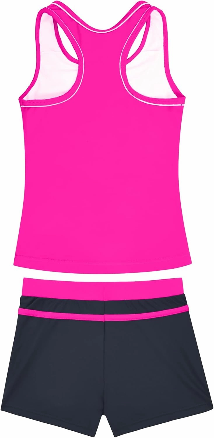 Girls Swimsuits 2 Piece Summer Boyshort Bathing Suit Rash Guard Swimwear for Kids Child Beach with Sun Protection
