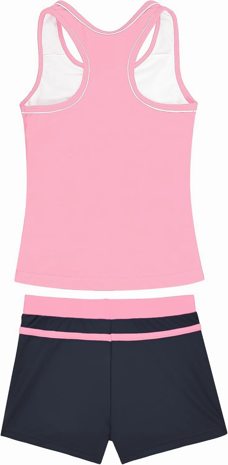 Girls Swimsuits 2 Piece Summer Boyshort Bathing Suit Rash Guard Swimwear for Kids Child Beach with Sun Protection