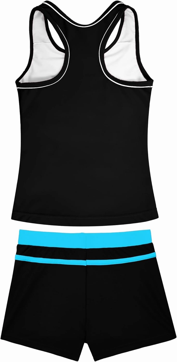 Girls Swimsuits 2 Piece Summer Boyshort Bathing Suit Rash Guard Swimwear for Kids Child Beach with Sun Protection