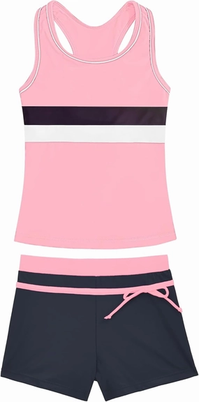 Girls Swimsuits 2 Piece Summer Boyshort Bathing Suit Rash Guard Swimwear for Kids Child Beach with Sun Protection