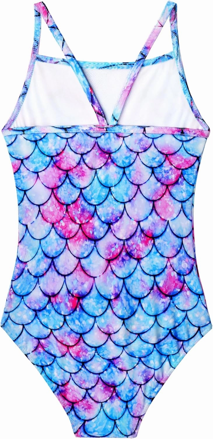 Girls Swimsuits One-Piece Bathing Suits Multicolor Kids Sport Summer Beach Swimwear for 2-10 Years Old
