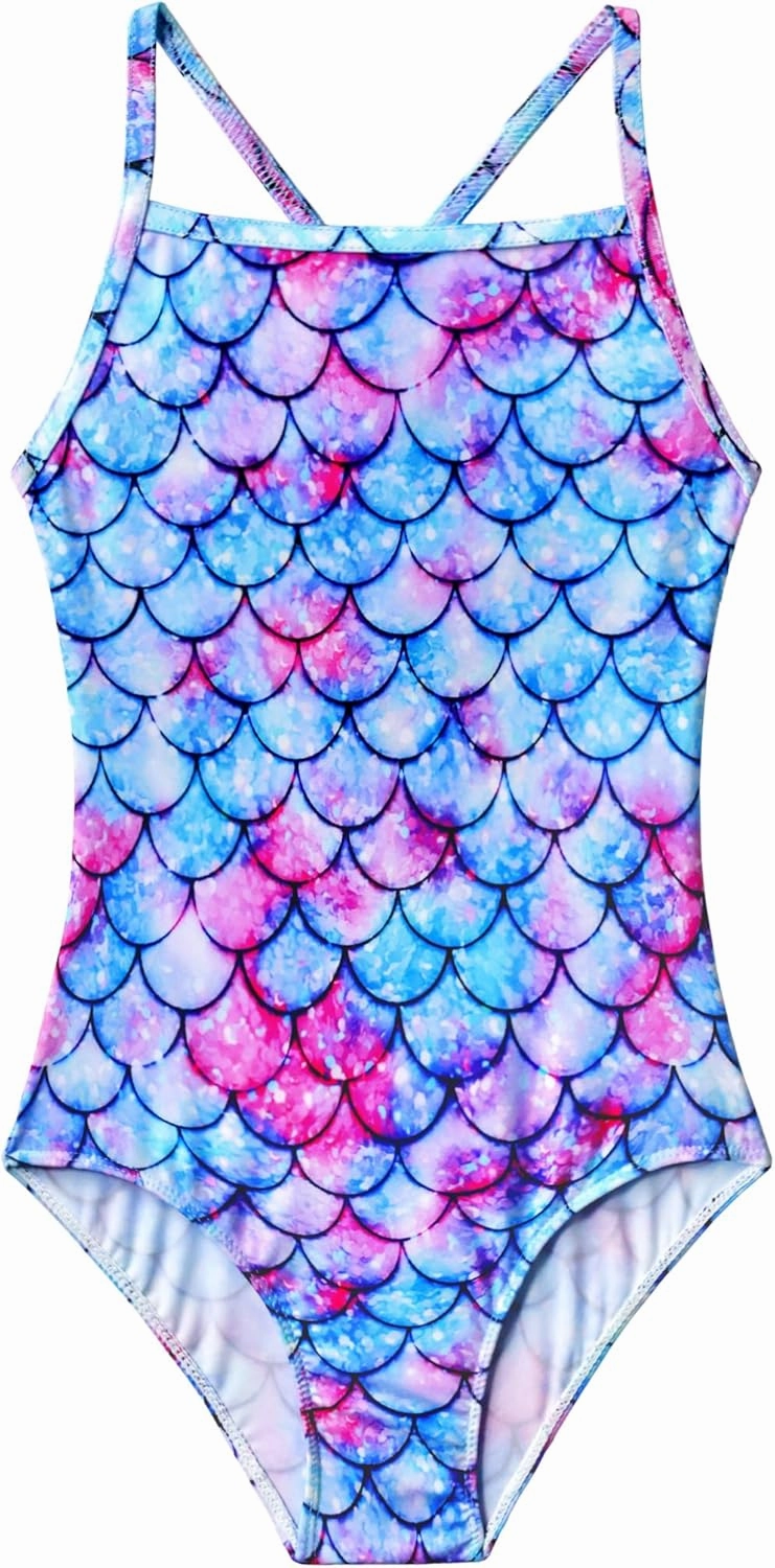 Girls Swimsuits One-Piece Bathing Suits Multicolor Kids Sport Summer Beach Swimwear for 2-10 Years Old