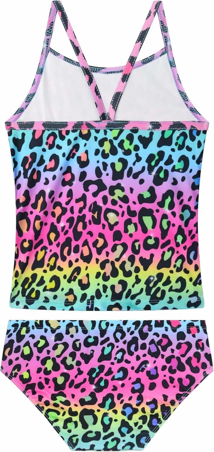 Girls Tankini Swimsuit 2-Piece Ruffle Bathing Suits UPF50  Kids Beach Sport Swimwear Sets