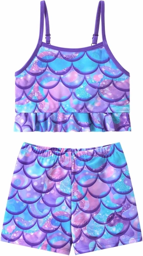 Girls Tankini Swimsuit 2 Pieces Mermaid Bathing Suit Little Girls Summer Beach Rash Guard Swimwear for 3-6 Years