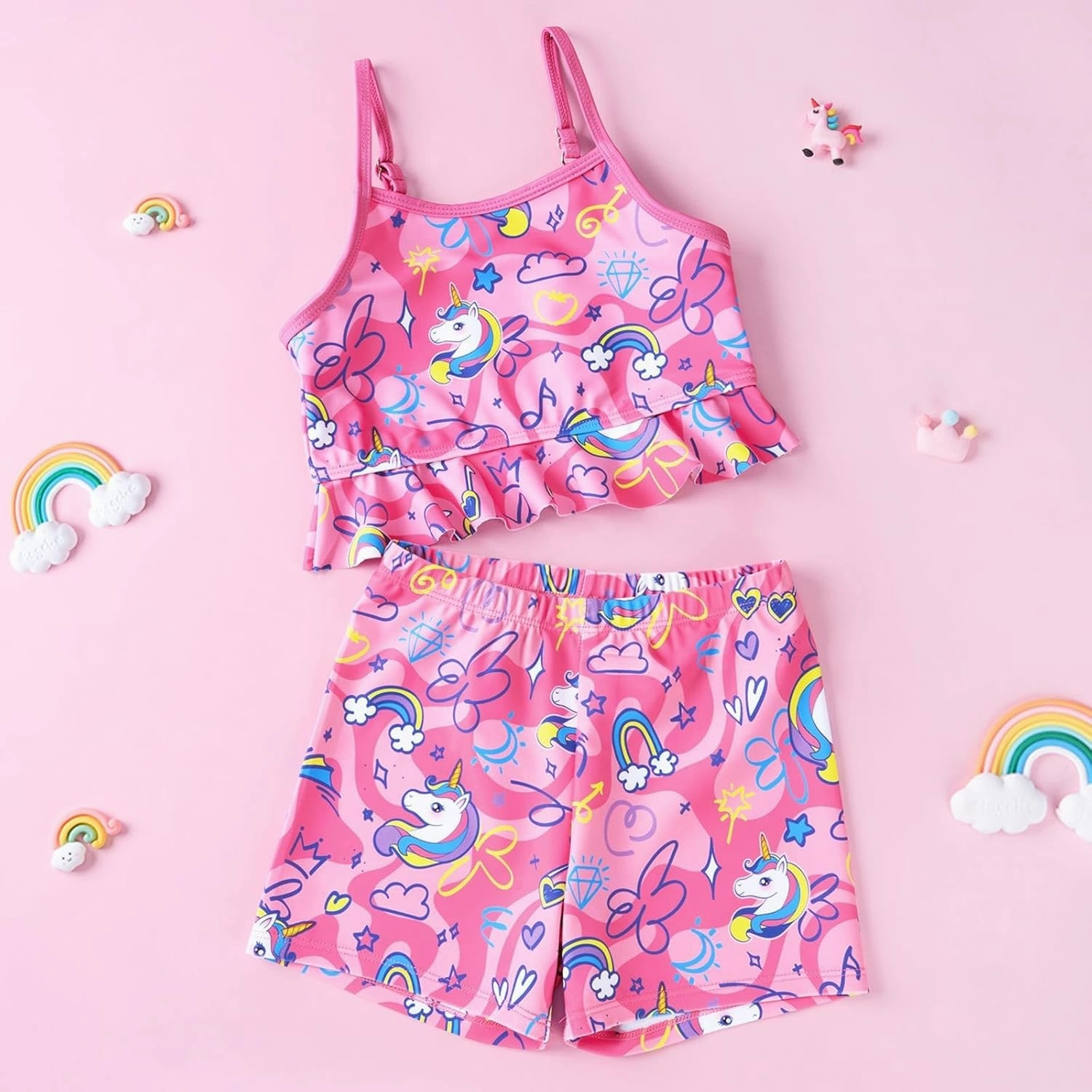 Girls Tankini Swimsuit 2 Pieces Mermaid Bathing Suit Little Girls Summer Beach Rash Guard Swimwear for 3-6 Years