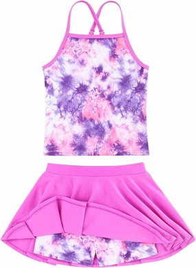 Girls Tankini Swimsuit Two Piece Bathing Suit with Adjustable Strap 3-13 Years