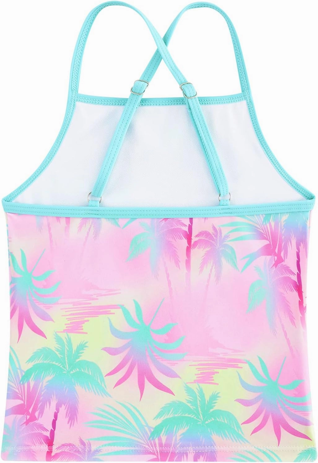 Girls Tankini Swimsuit Two Piece Bathing Suit with Adjustable Strap 3-13 Years