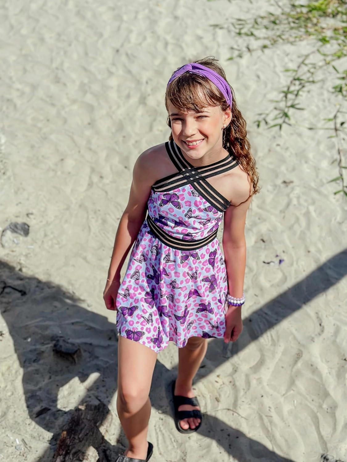 Girls Tankini Swimsuits Set size 7-14T Two Piece Swim Skirt and Bikini Bottom Criss-Cross Hawaii Bathing Suit