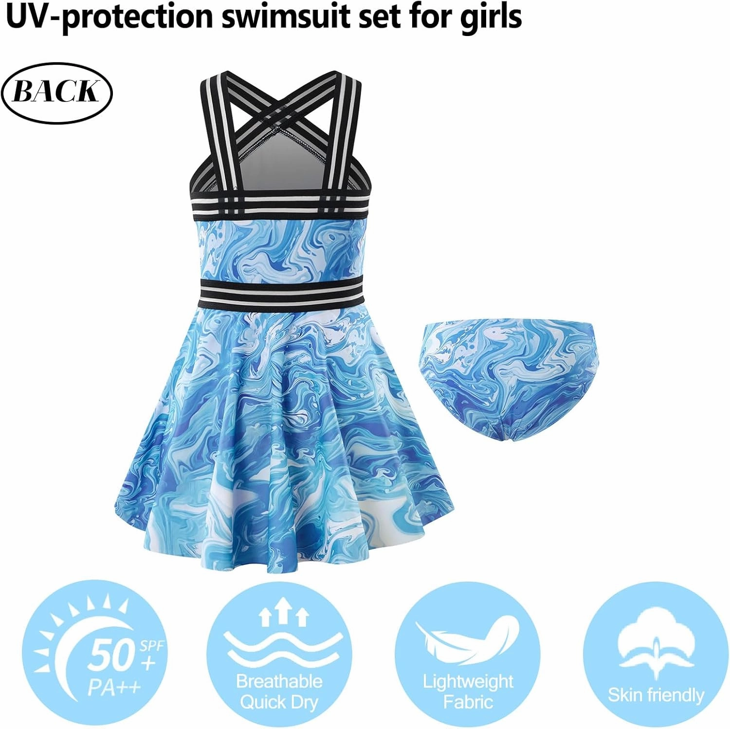 Girls Tankini Swimsuits Set size 7-14T Two Piece Swim Skirt and Bikini Bottom Criss-Cross Hawaii Bathing Suit