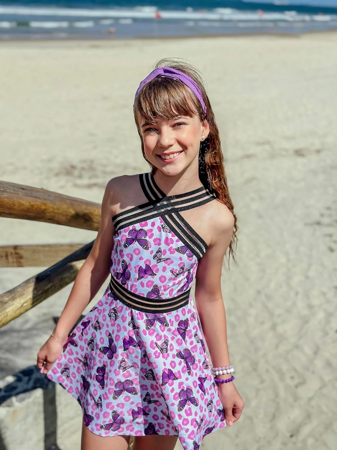 Girls Tankini Swimsuits Set size 7-14T Two Piece Swim Skirt and Bikini Bottom Criss-Cross Hawaii Bathing Suit