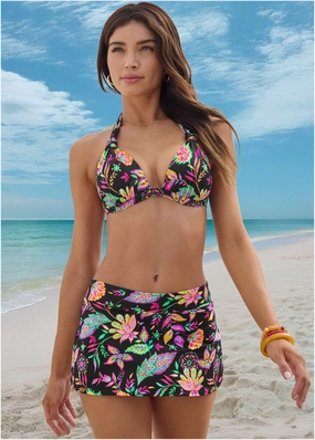 Goddess Push-Up Halter Top - Field Floral