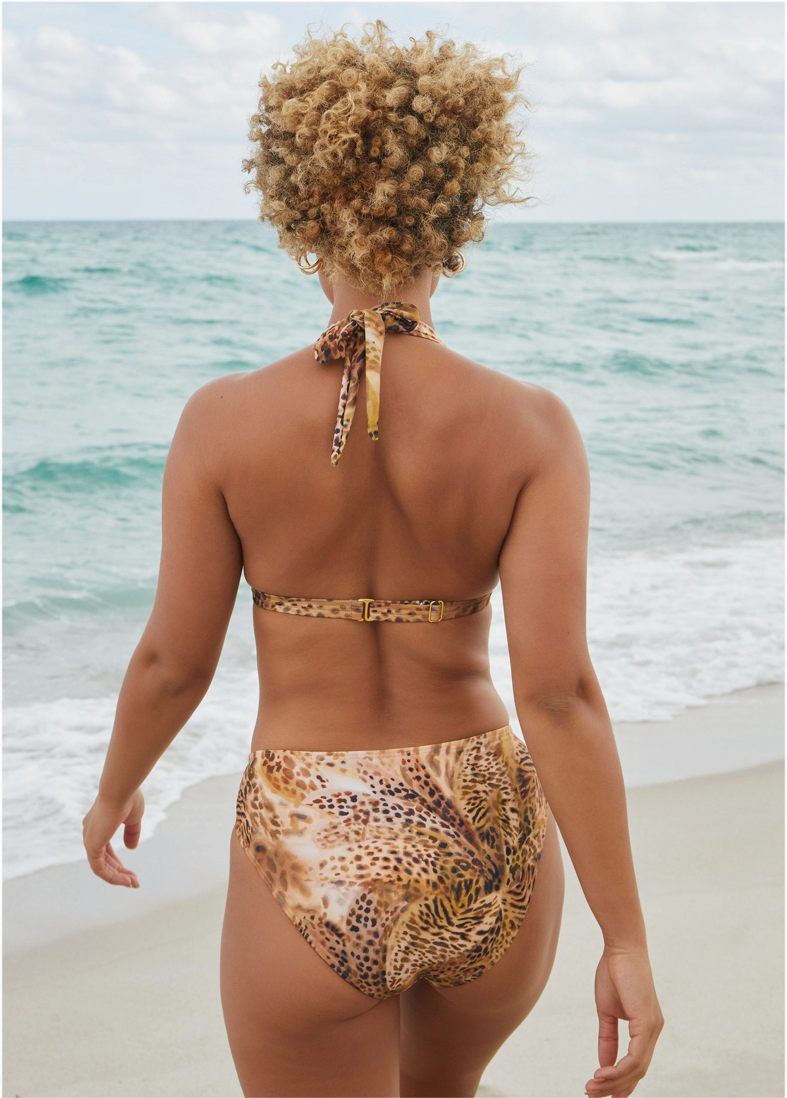 Goddess Push-Up Halter Top - Leopard Lillies Small