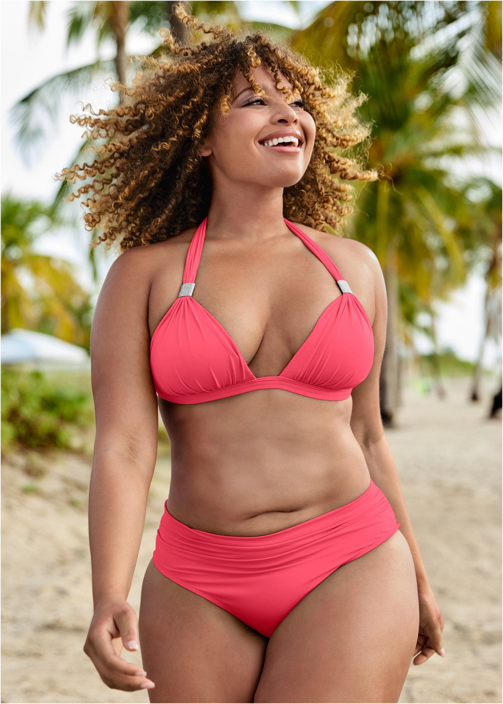 Goddess Push-Up Halter Top  - Sunset Pink