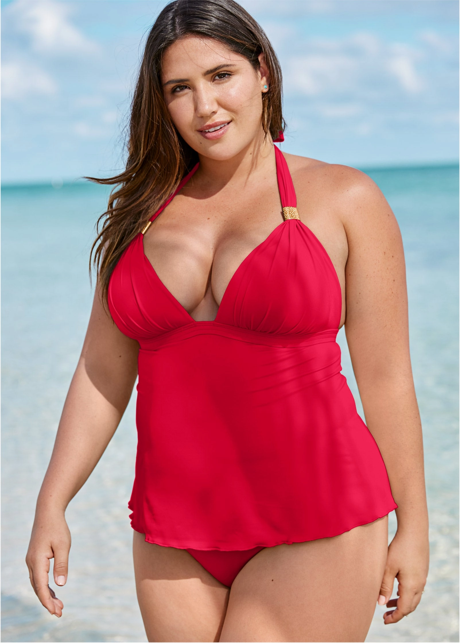 Goddess Push-Up Tankini - Red Hot