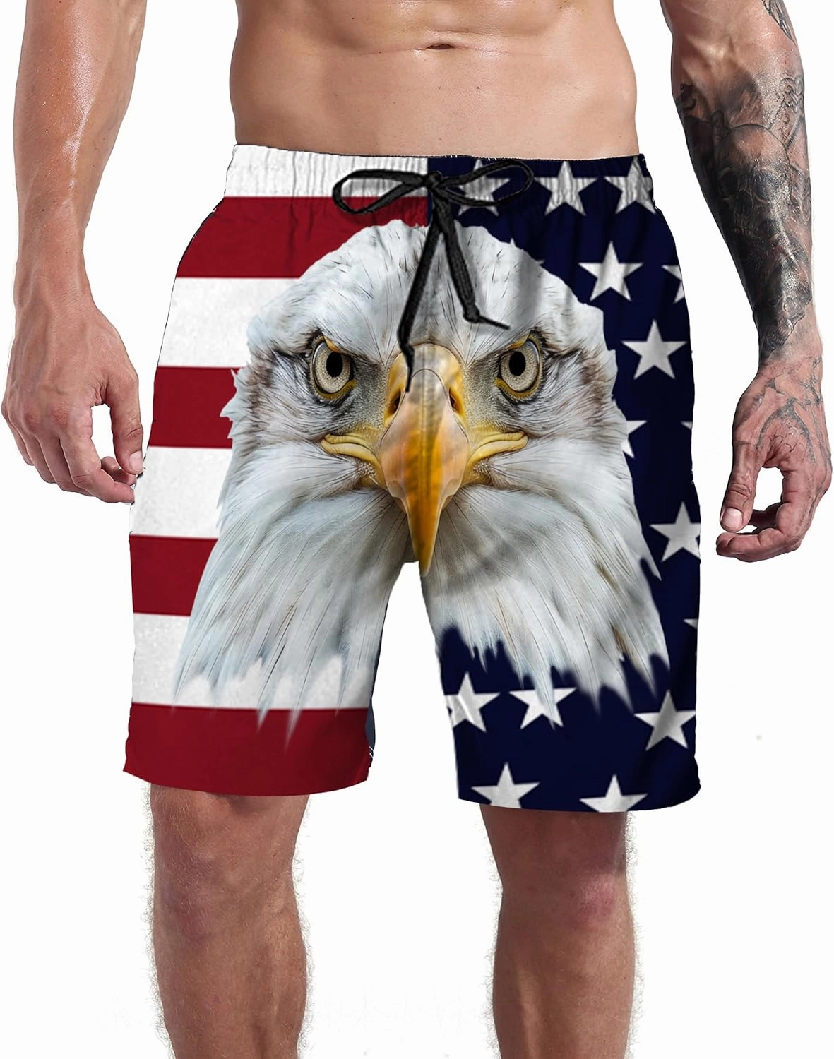 Goodstoworld Men's Novelty Swimtrunks Quick Dry 3D Printed Mesh Lining Beach Board Shorts with Pockets S-4XL