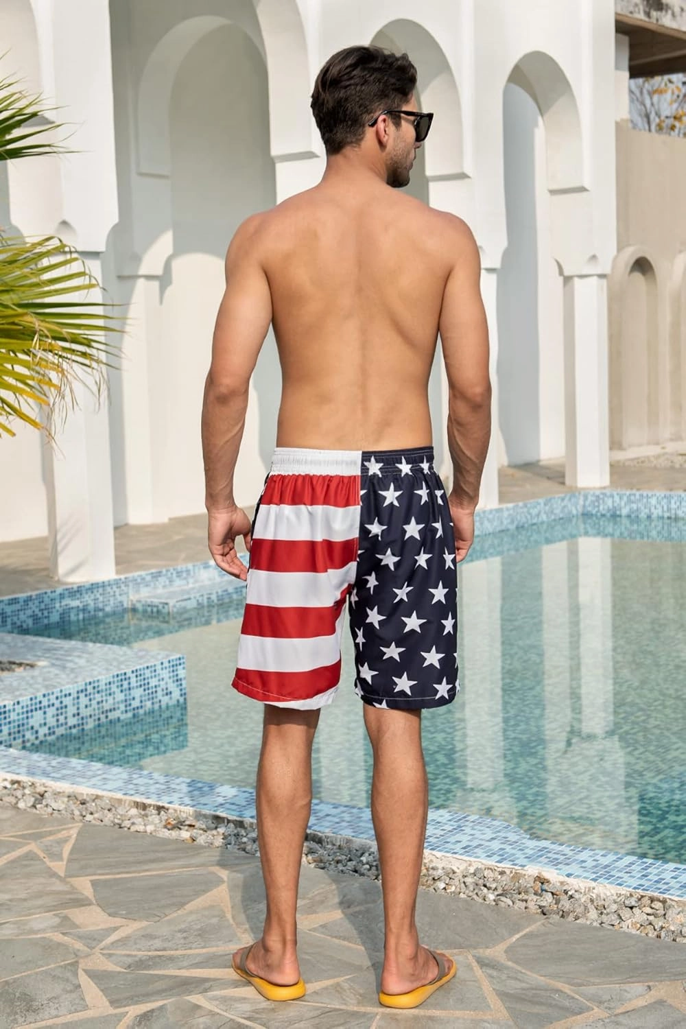Goodstoworld Men's Novelty Swimtrunks Quick Dry 3D Printed Mesh Lining Beach Board Shorts with Pockets S-4XL