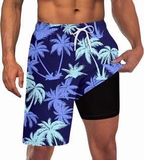 Goodstoworld Mens Swim Trunks with Compression Liner 9'' Inseam Quick Dry Swimsuit Shorts M-3XL