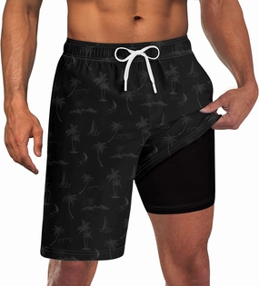 Goodstoworld Mens Swim Trunks with Compression Liner 9'' Inseam Quick Dry Swimsuit Shorts M-3XL
