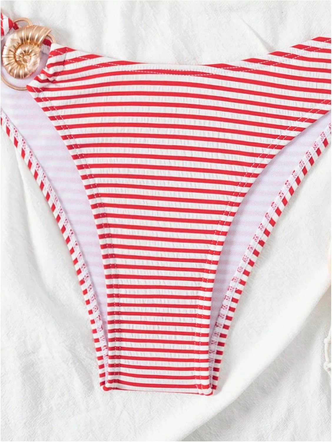 GORGLITTER Women's Striped Strapless Swimsuits Ring Linked Bandeau Bikini Set 2 Piece Bathing Suits