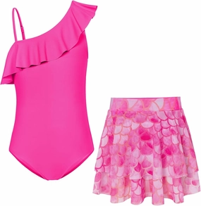 GRACE KARIN Girls One Piece Swimsuits with Mesh Skirt Bathing Suit Swimwear 6-14Y