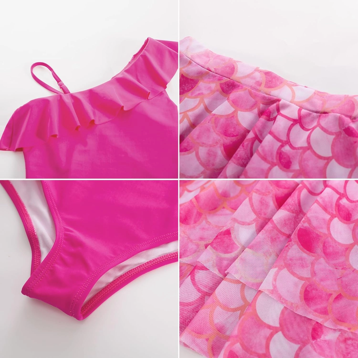 GRACE KARIN Girls One Piece Swimsuits with Mesh Skirt Bathing Suit Swimwear 6-14Y