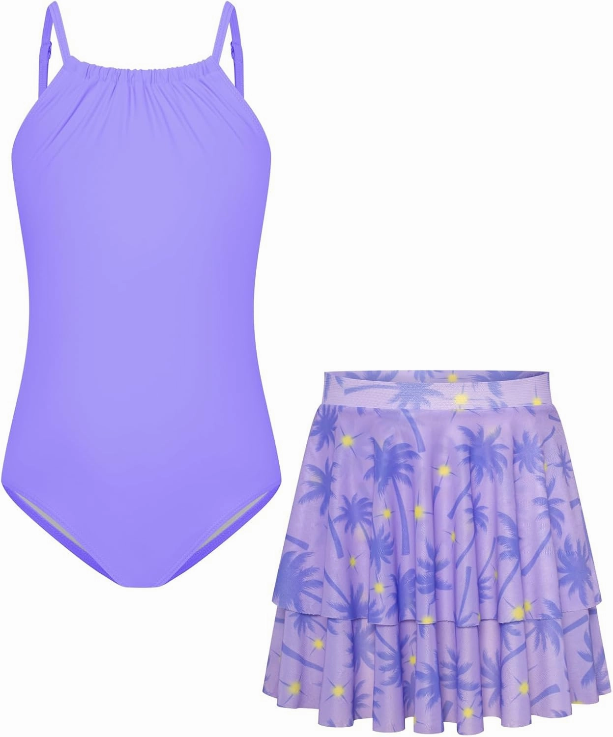 GRACE KARIN Girls Swimsuit with Skirt One Piece Bathing Suit Swimwear 6-14Y