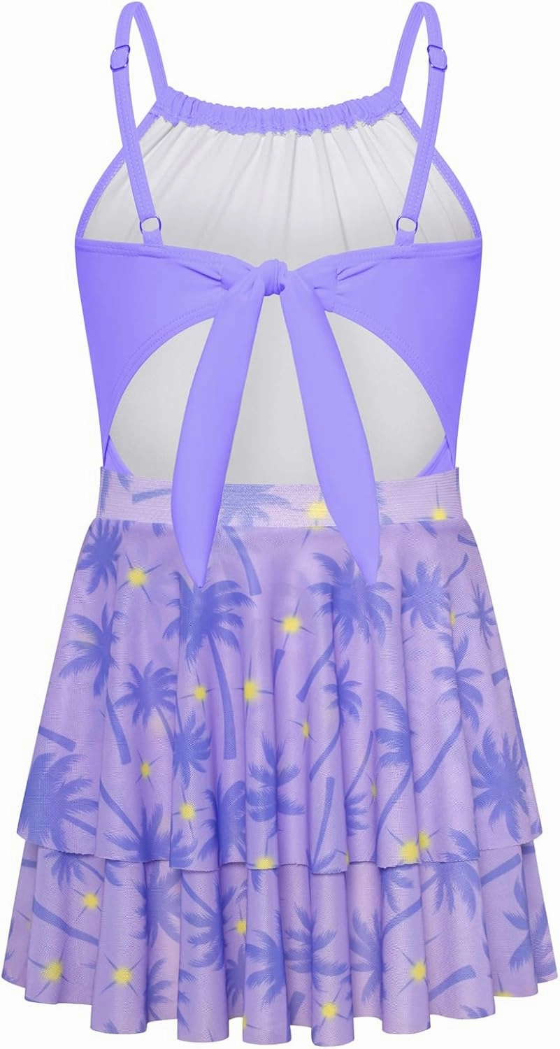 GRACE KARIN Girls Swimsuit with Skirt One Piece Bathing Suit Swimwear 6-14Y