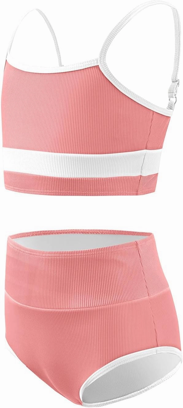 Haloumoning Girls Swimsuits Bikini Set Adjustable Straps Two Piece Color Block Girls' Swimwear with Chest Pad 5-14 Years