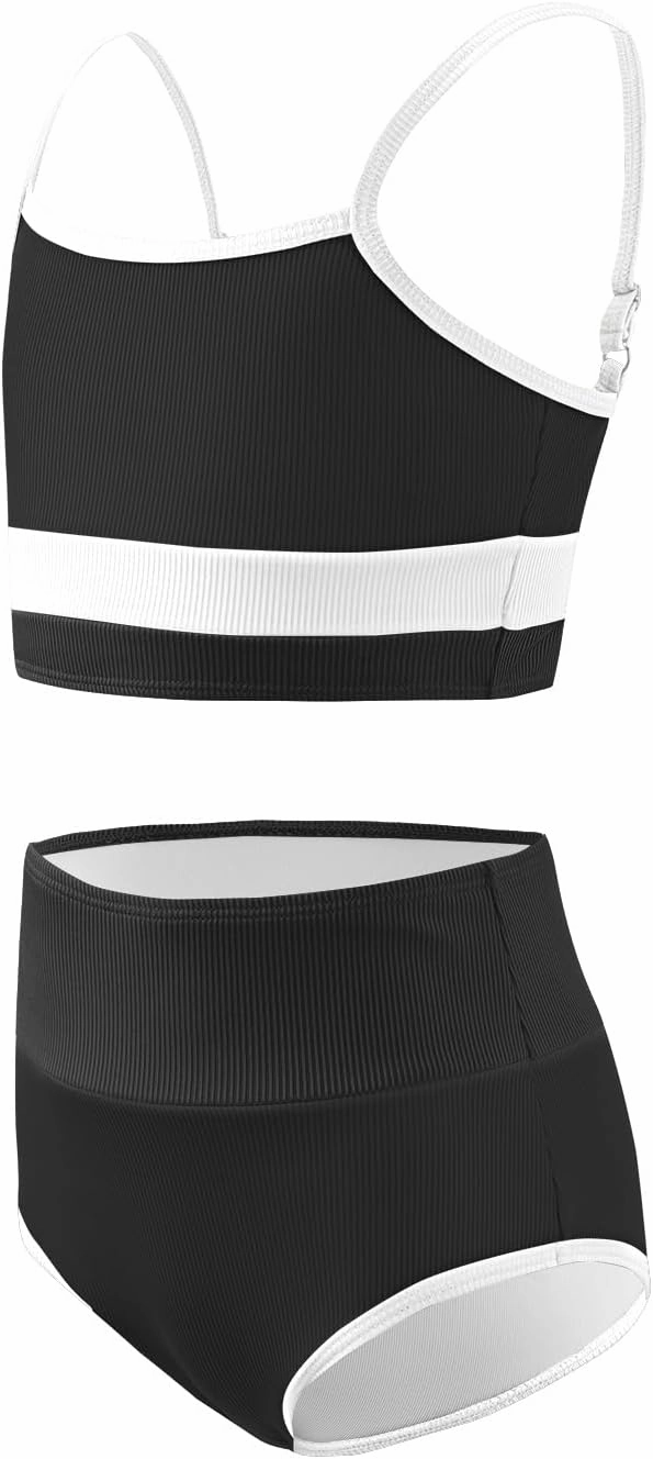 Haloumoning Girls Swimsuits Bikini Set Adjustable Straps Two Piece Color Block Girls' Swimwear with Chest Pad 5-14 Years