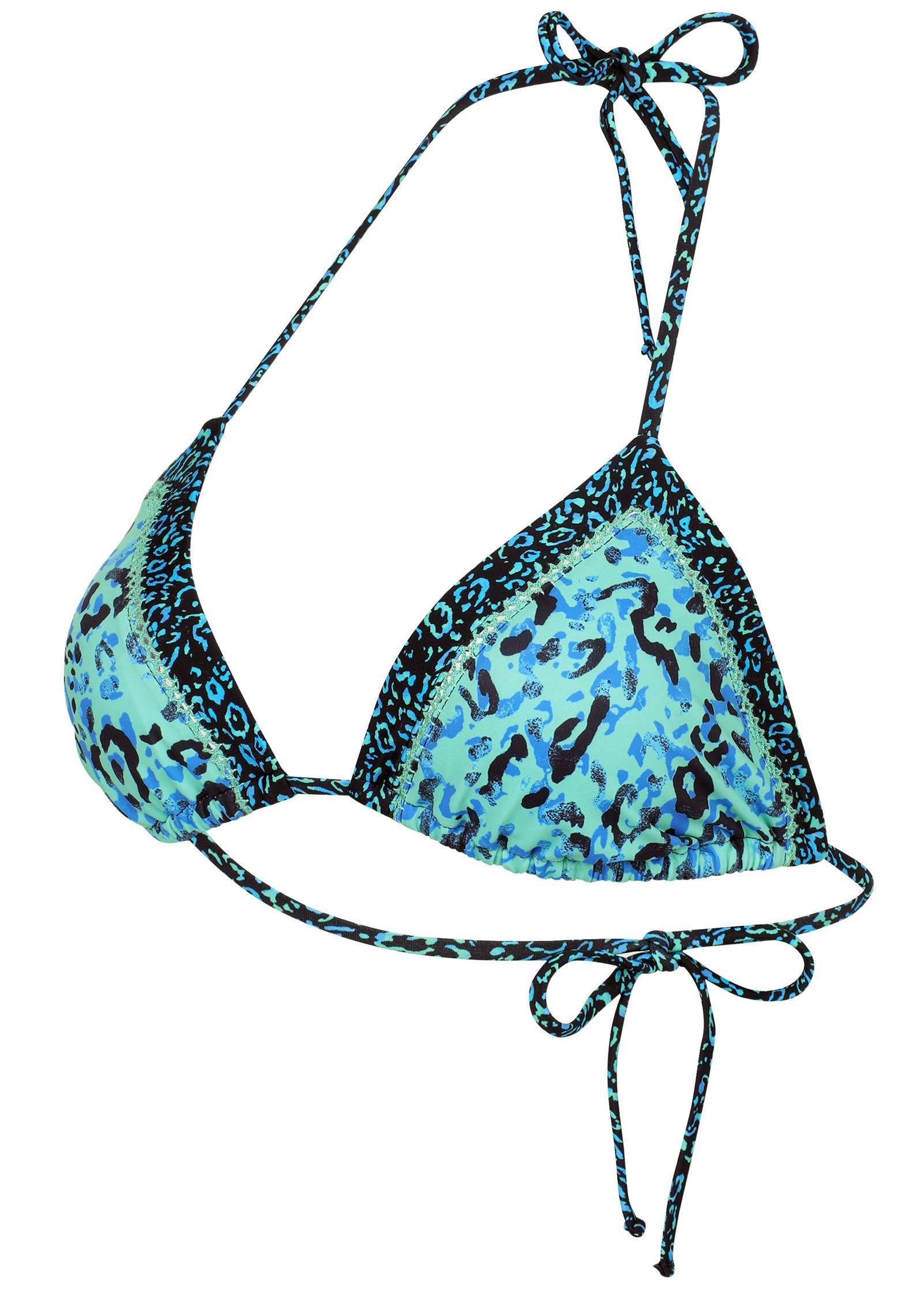 Hamptons Diamond Stitch Triangle Top - Cool Leopard Combo