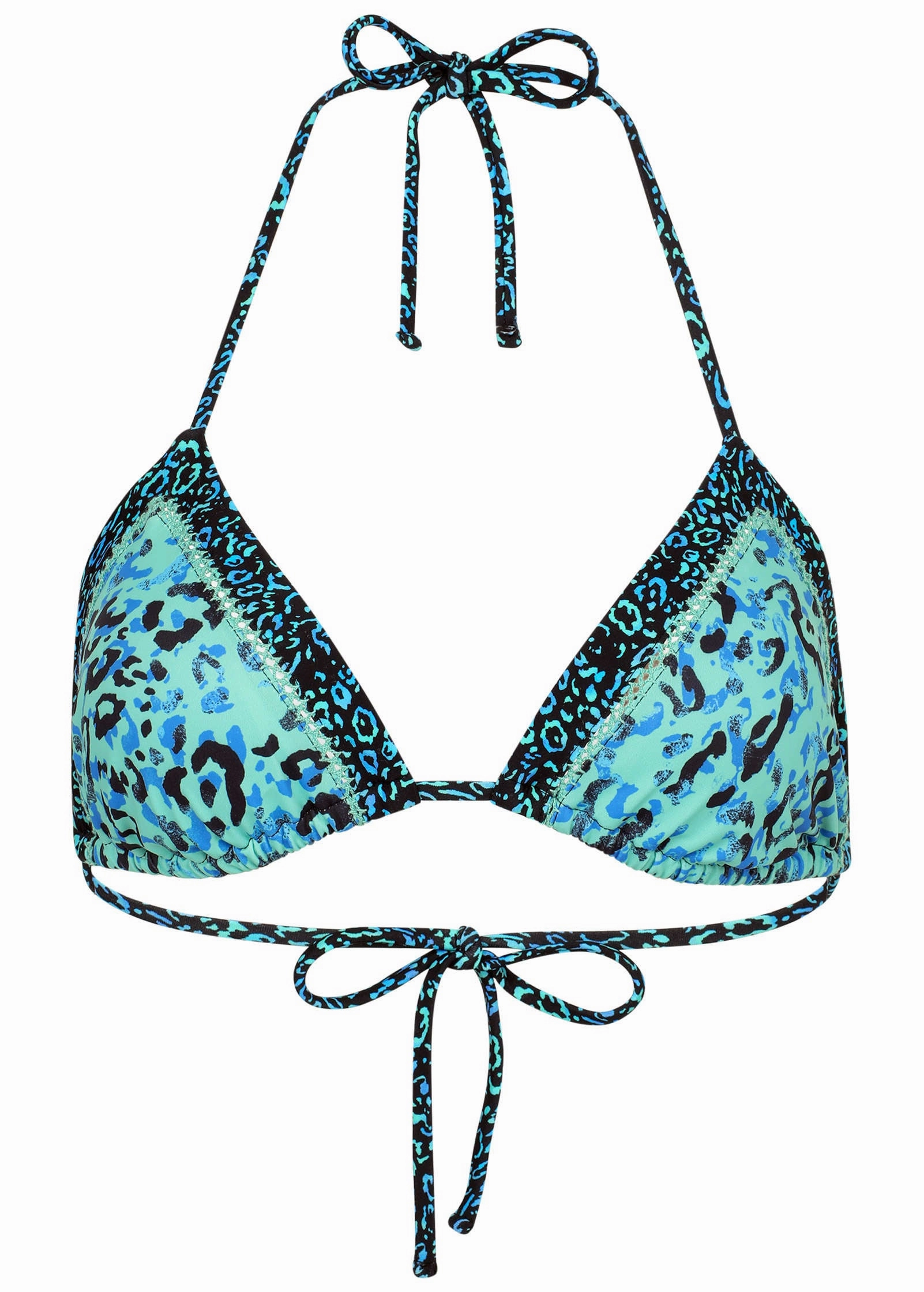 Hamptons Diamond Stitch Triangle Top - Cool Leopard Combo