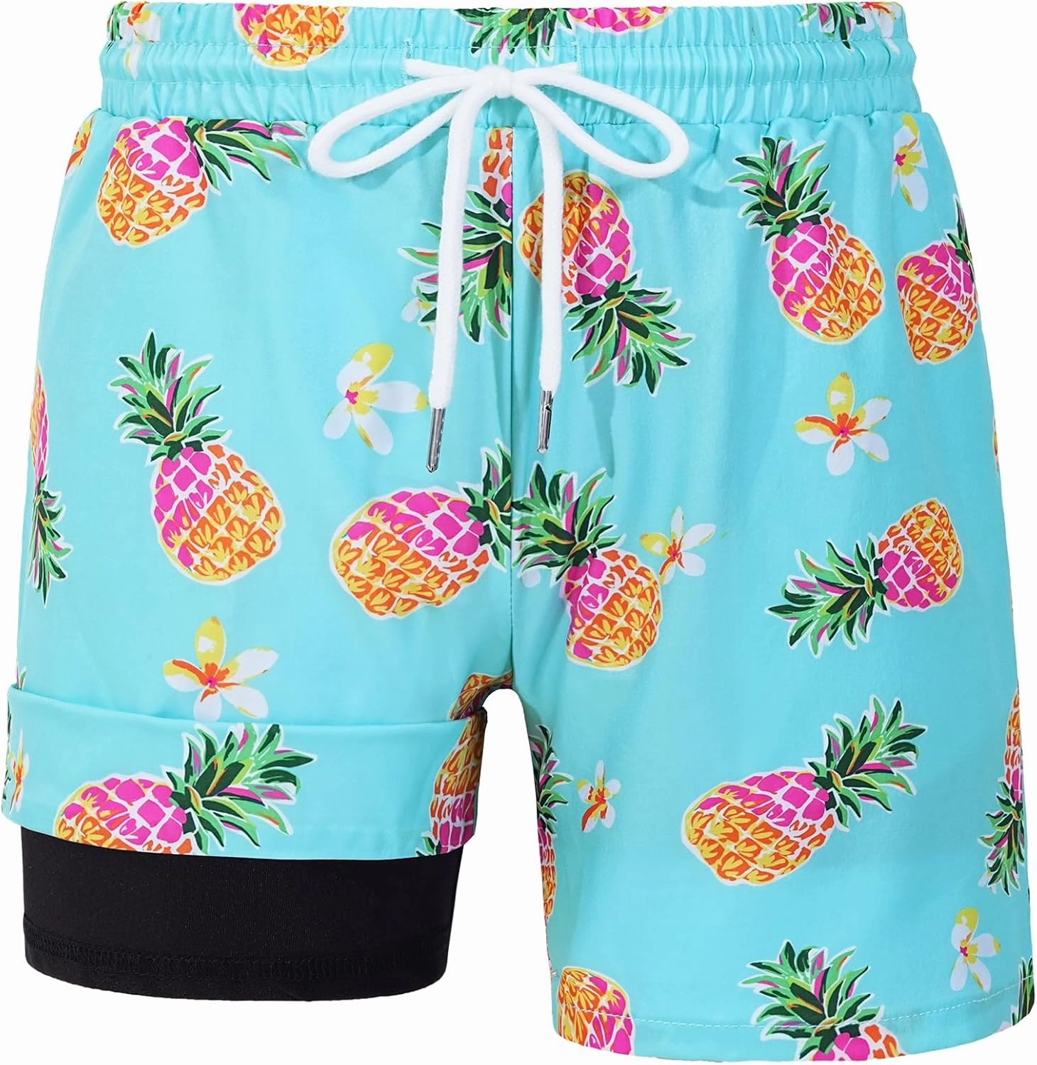 HASMES Boys Swim Trunks with Compression Liner Kids Bathing Suit Quick Dry Board Shorts Swimsuit for Teen 5-14Y