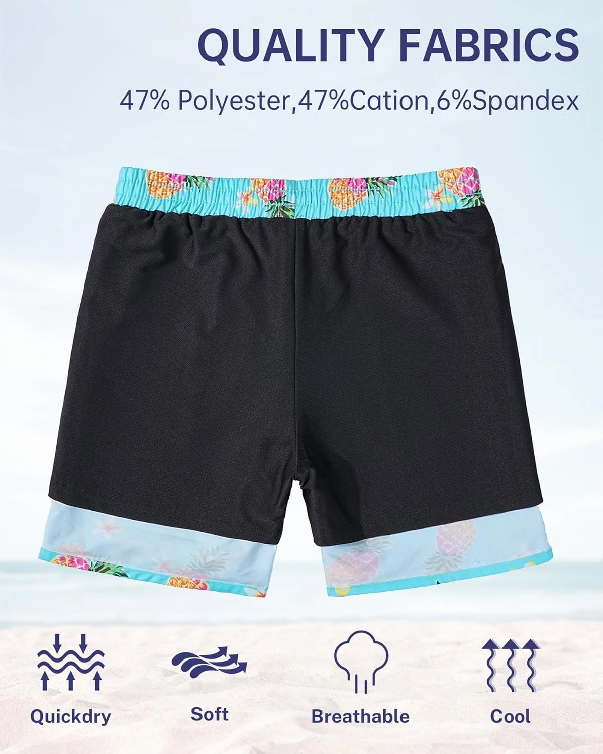 HASMES Boys Swim Trunks with Compression Liner Kids Bathing Suit Quick Dry Board Shorts Swimsuit for Teen 5-14Y