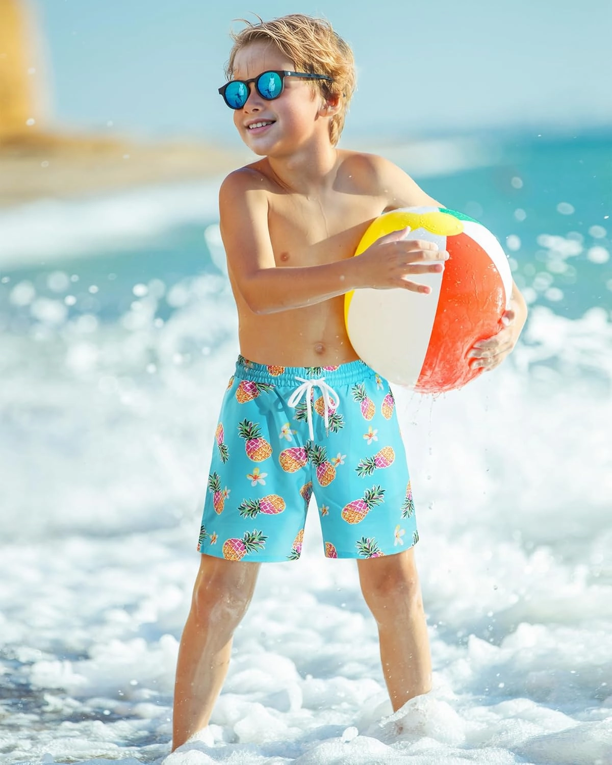 HASMES Boys Swim Trunks with Compression Liner Kids Bathing Suit Quick Dry Board Shorts Swimsuit for Teen 5-14Y