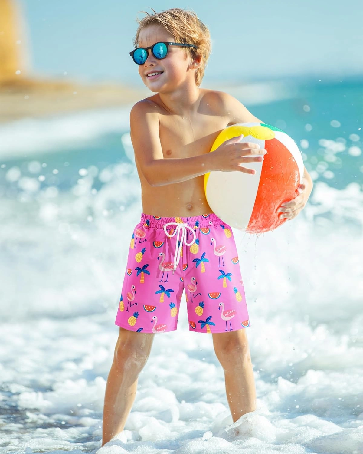 HASMES Boys Swim Trunks with Compression Liner Kids Bathing Suit Quick Dry Board Shorts Swimsuit for Teen 5-14Y