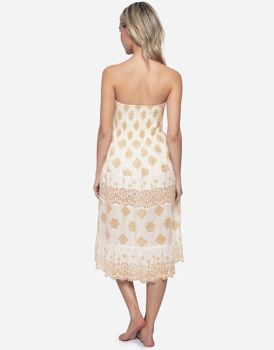 Haven Evie Smocked Cover Up - White/Gold