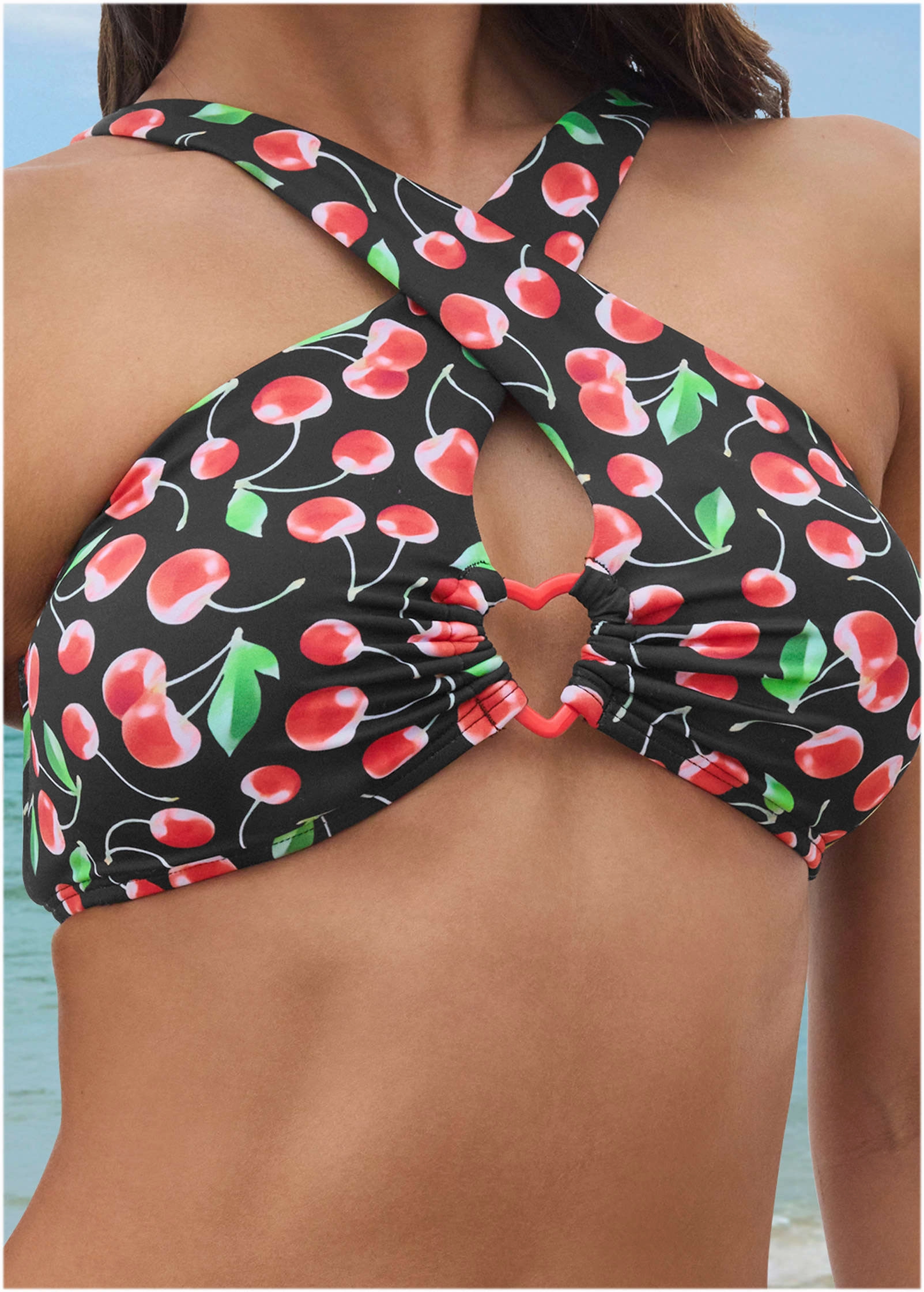 Heart Cross Halter Top - Very Cherry