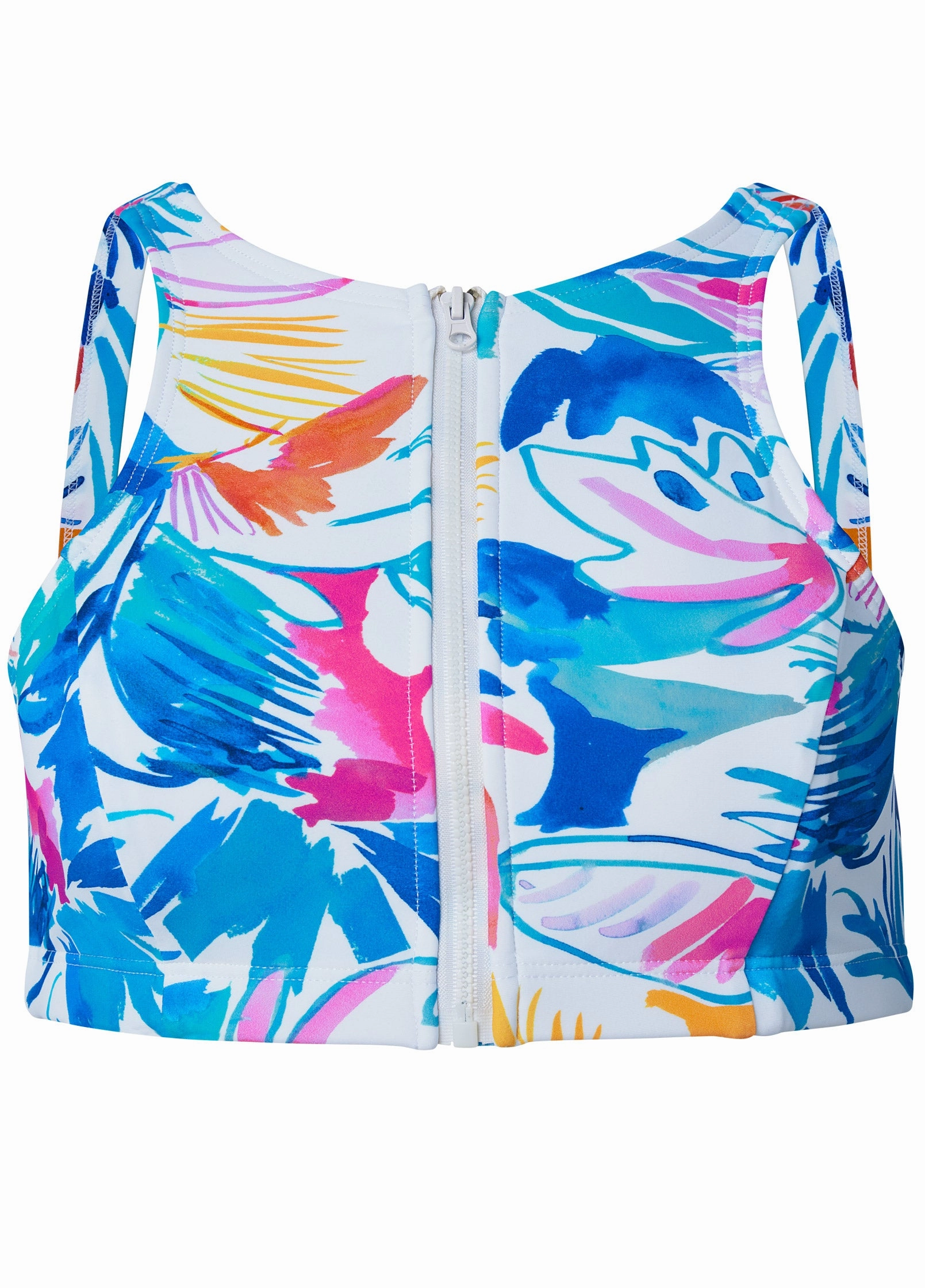 High-Neck Zip-Up Bikini Top - Laguna Mirage