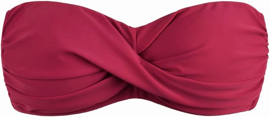 Hilor Women's Strapless Bandeau Bikini Top Halter Swimsuits Twist Push Up Bathing Suits Swim Tops