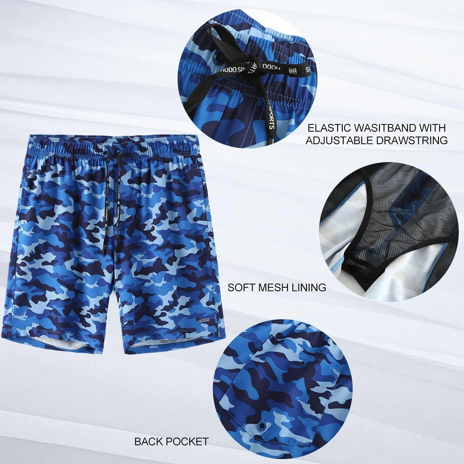 HOdo Mens Swim Trunks 9" Quick Dry Swim Shorts Bathing Suit